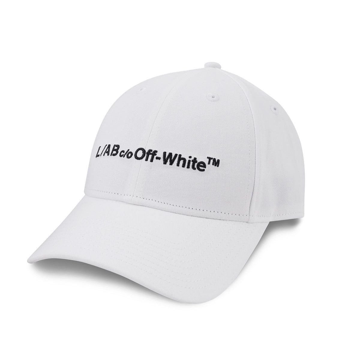 L/AB c/o Off-White Horizontal Embroidered Curved Brim Twill Cap White