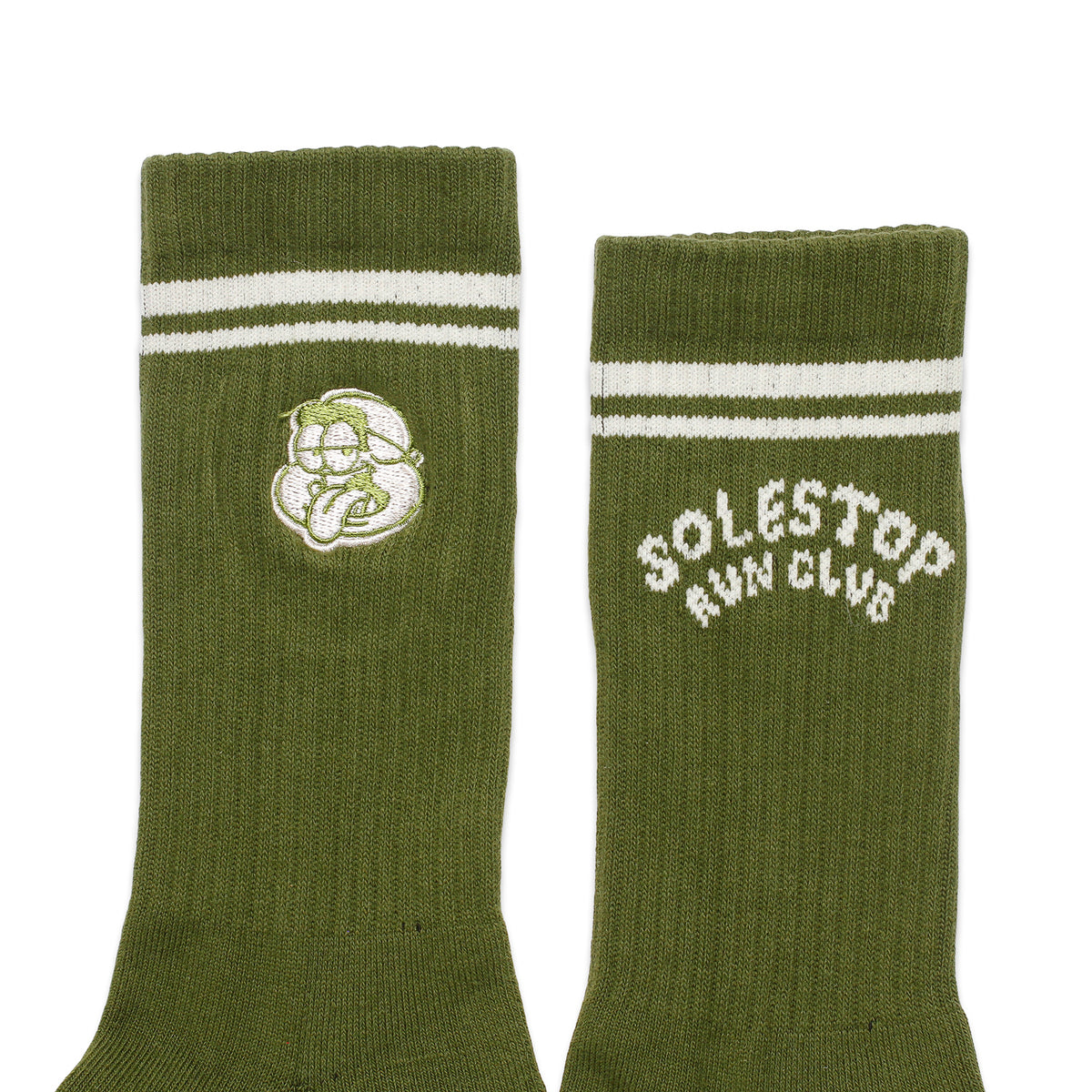 Solestop Run Club Logo Sock Army Green