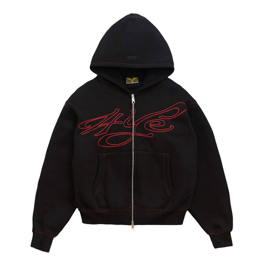 4YE Signature Zip Hoodie - Black/Red