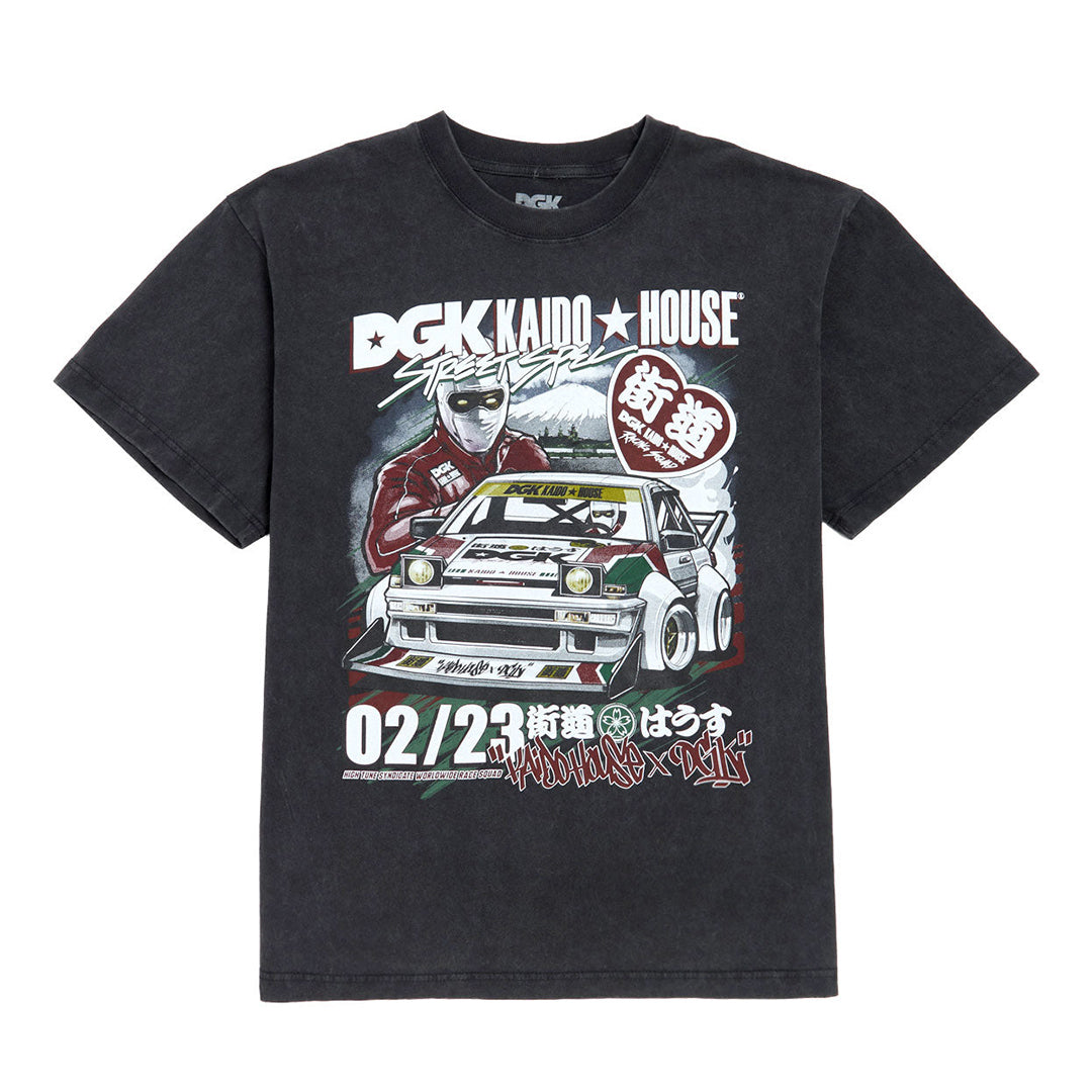 DGK x Kaido House Raceway Tee Vintage Black (Boxy Fit)