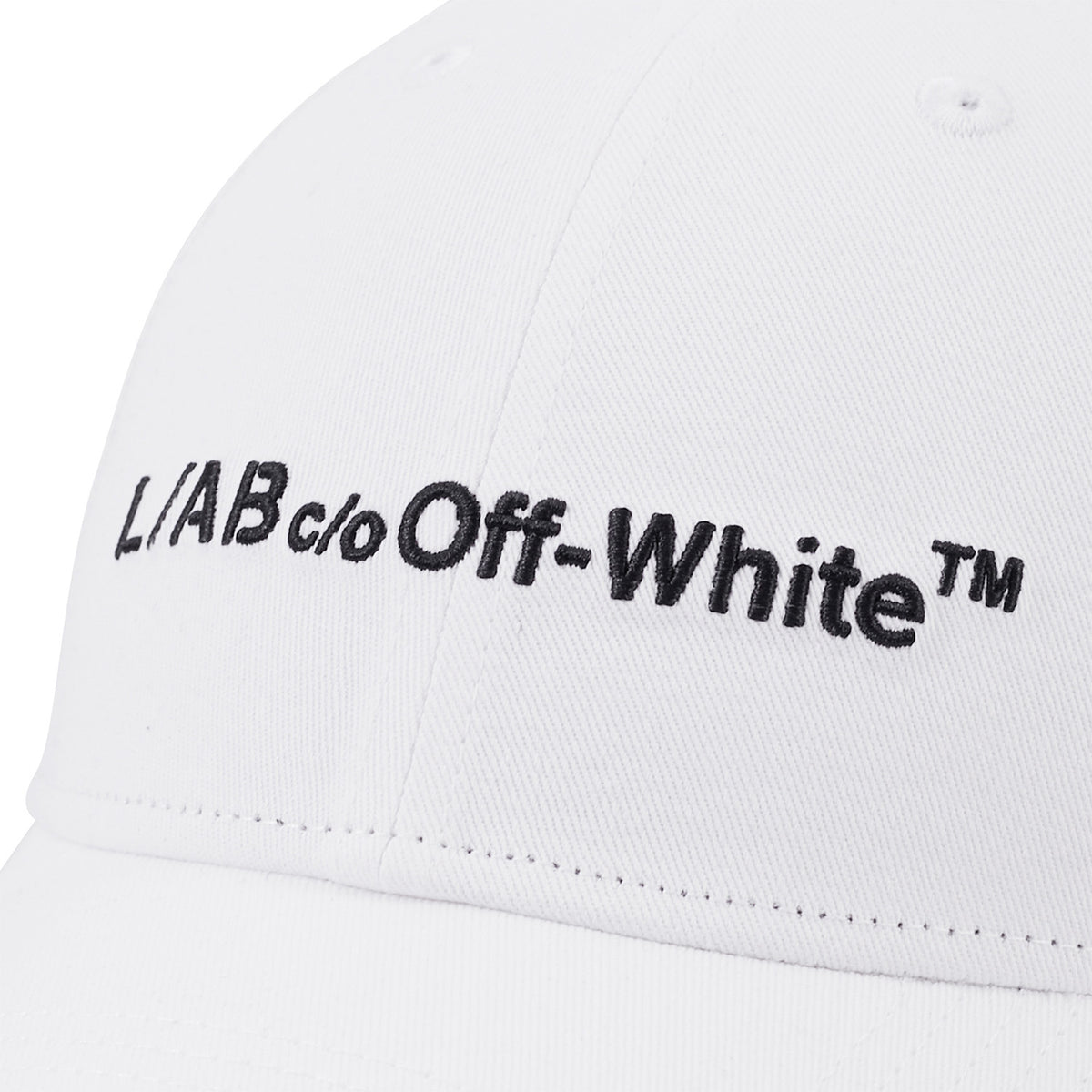 L/AB c/o Off-White Horizontal Embroidered Curved Brim Twill Cap White