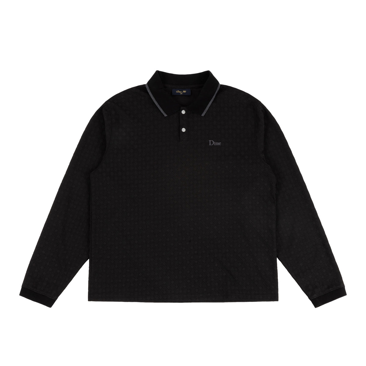 Dime Jacquard LS Polo Black