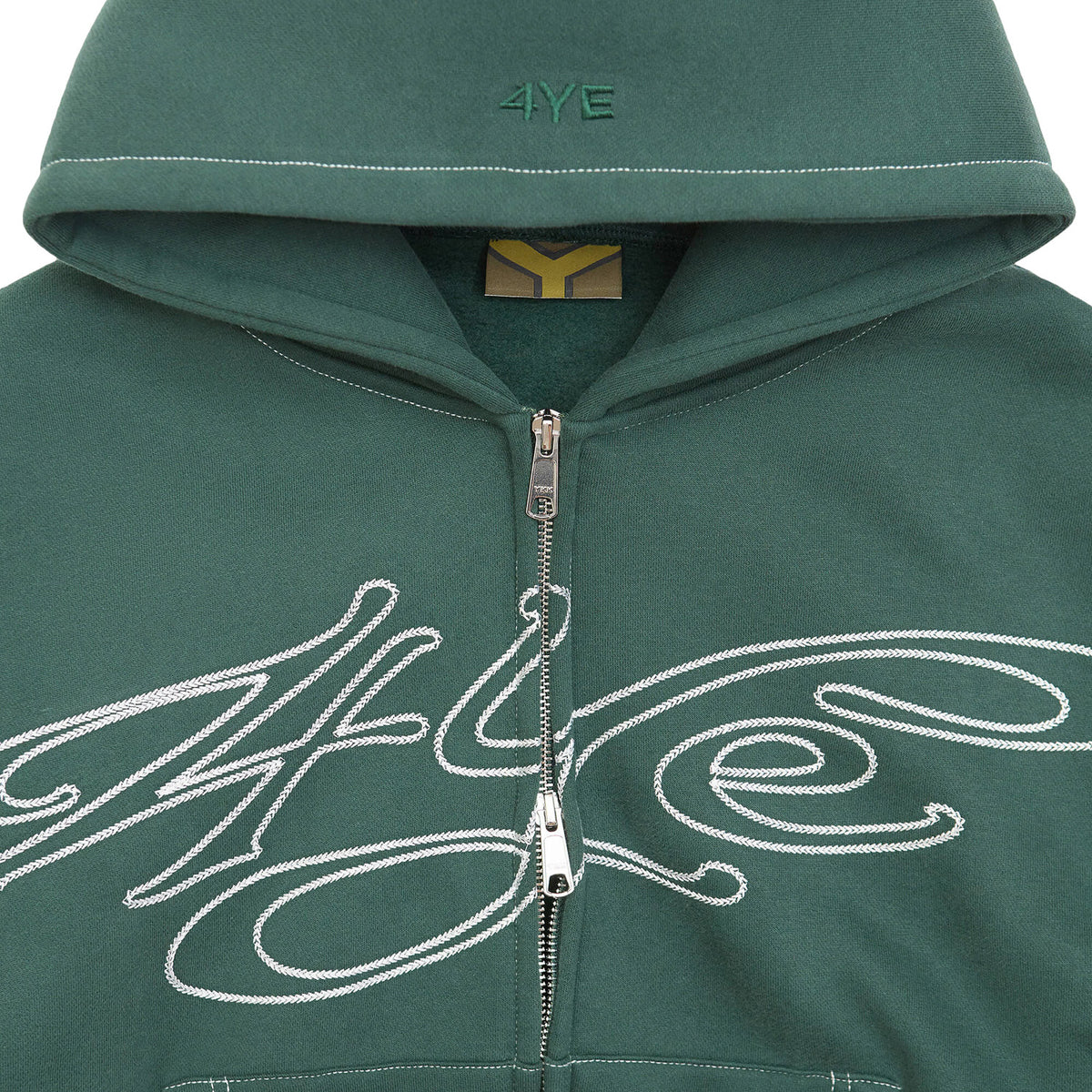 4YE Signature Zip Hoodie - Dark Green/White