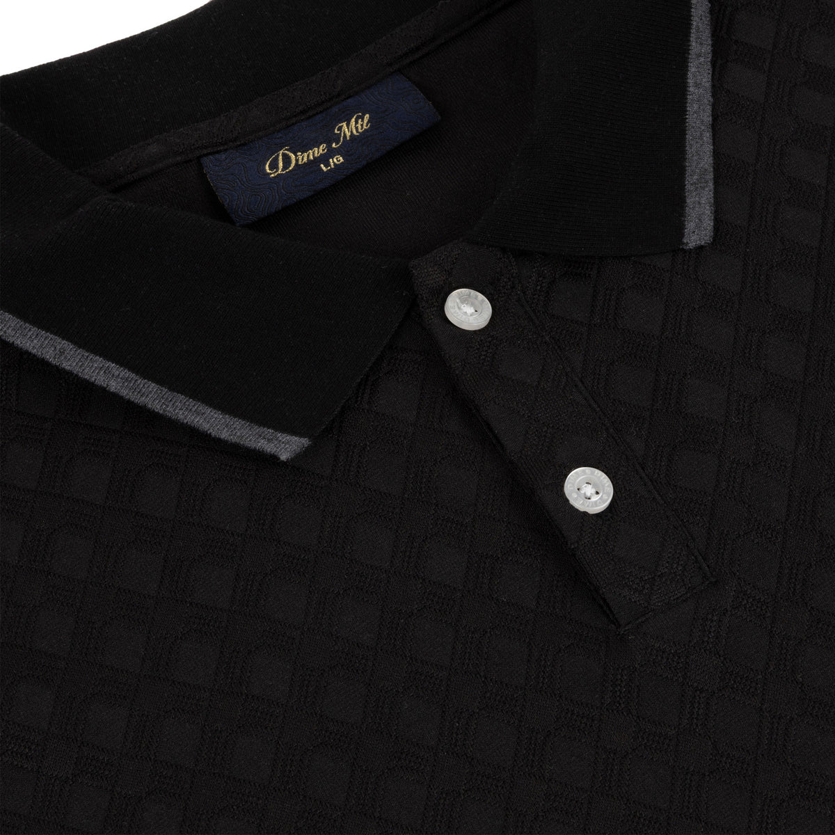 Dime Jacquard LS Polo Black
