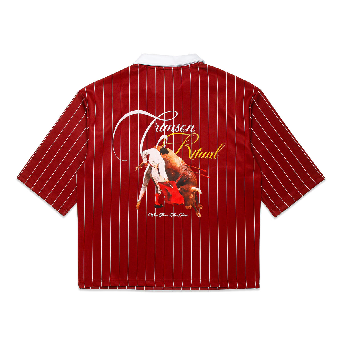 Solestop Crimson Ritual Washed Pinstripe Collared Soccer Jersey Red