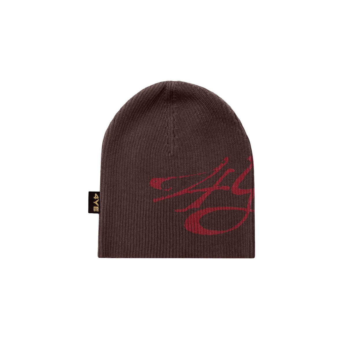 4YE Signature Ribbed Beanie - Brown/Red