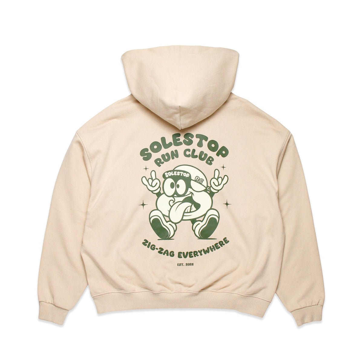 Solestop Run Club Zig-Zag Everywhere Zip Up Hoodie Apricot Main image