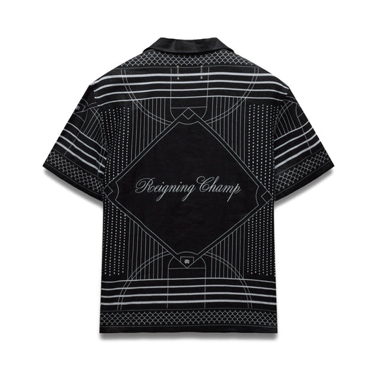 Reigning Champ Linen Arena Relaxed Camp Shirt Black White