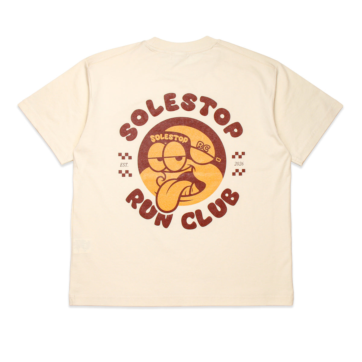 Solestop Run Club Mascot Loose Fit Boxy Cropped T-Shirt Apricot Main image