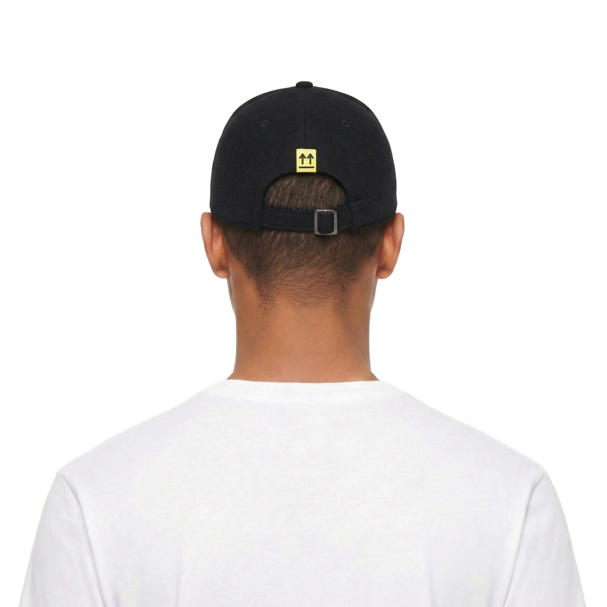 L/AB c/o Off-White Stacked Diags Embroidered Curved Brim Wool Cap Black