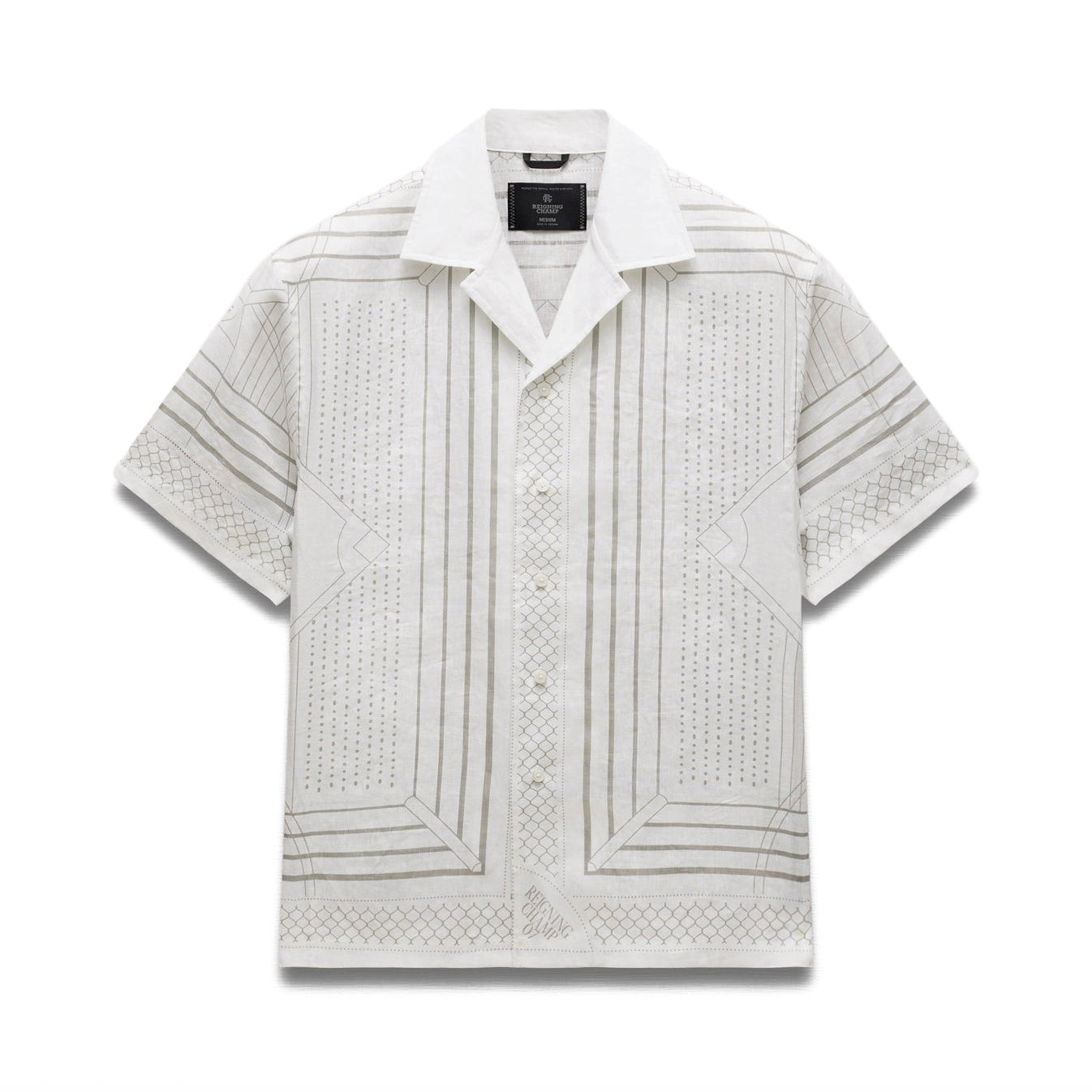 Reigning Champ Linen Arena Relaxed Camp Shirt White Concrete