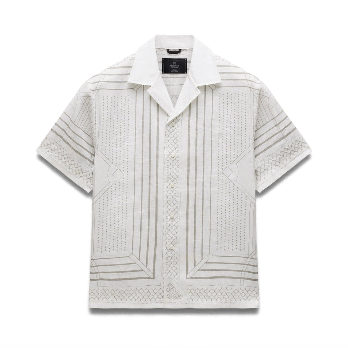 Reigning Champ Linen Arena Relaxed Camp Shirt White Concrete