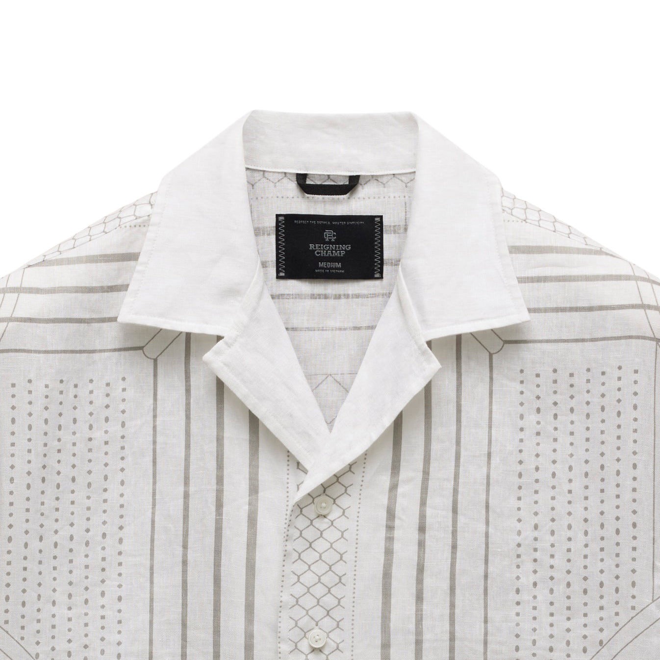 Reigning Champ Linen Arena Relaxed Camp Shirt White Concrete