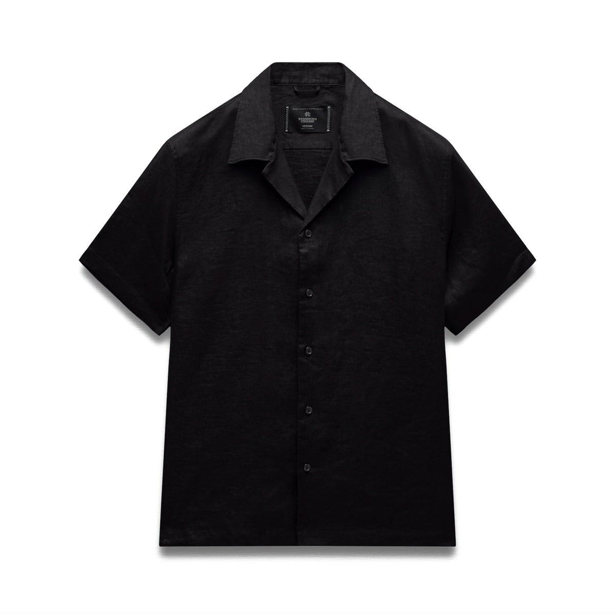 Reigning Champ Linen Retreat Standard Camp Shirt Black