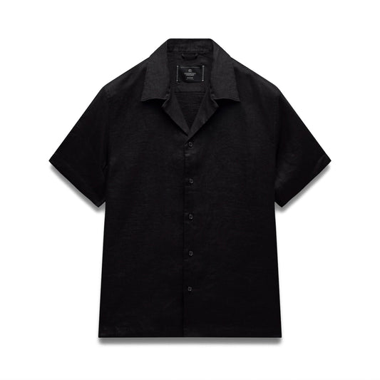 Reigning Champ Linen Retreat Standard Camp Shirt Black