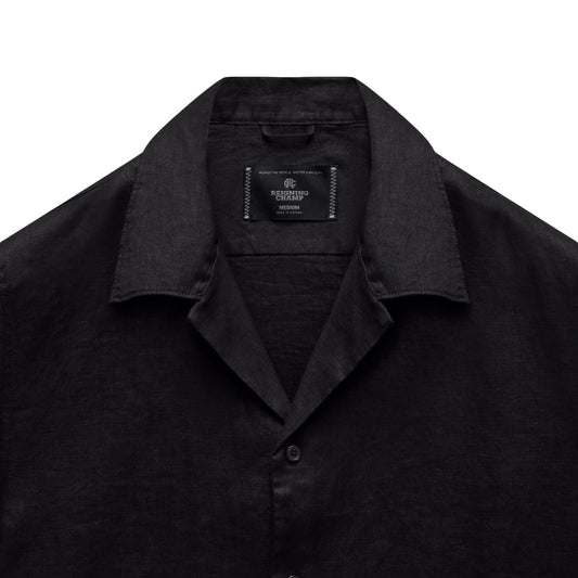 Reigning Champ Linen Retreat Standard Camp Shirt Black
