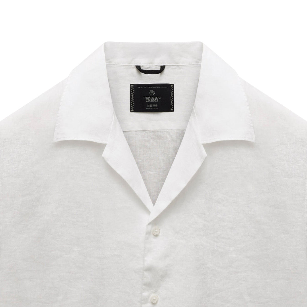 Reigning Champ Linen Retreat Standard Camp Shirt White