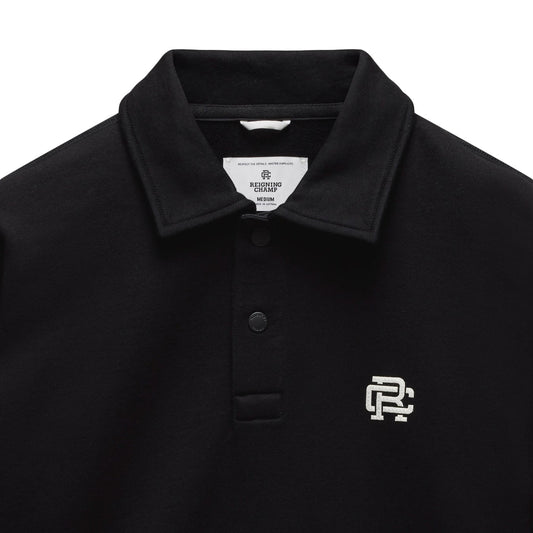 Reigning Champ Midweight Terry Monogram Standard Rugby Sweatshirt Black White