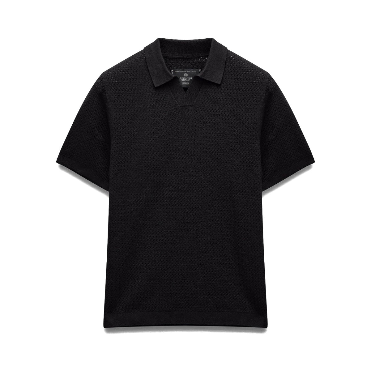 Reigning Champ Cotton Linen Victor Polo Black