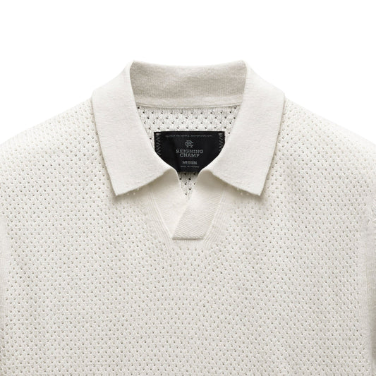 Reigning Champ Cotton Linen Victor Polo Ivory