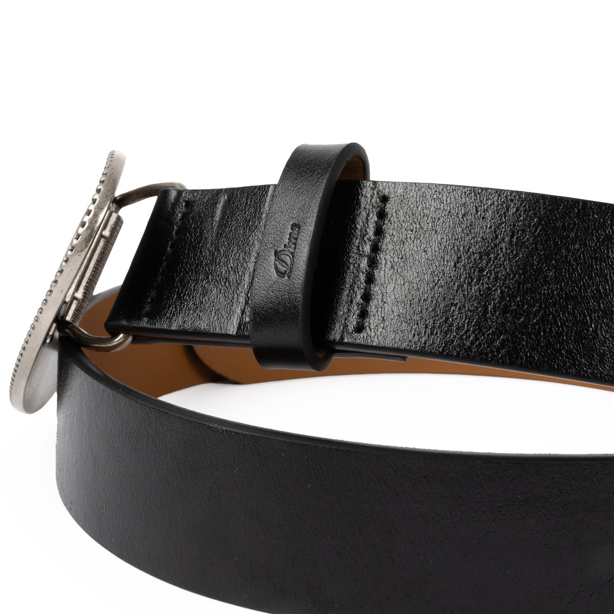 Dime Skull Leather Belt Black