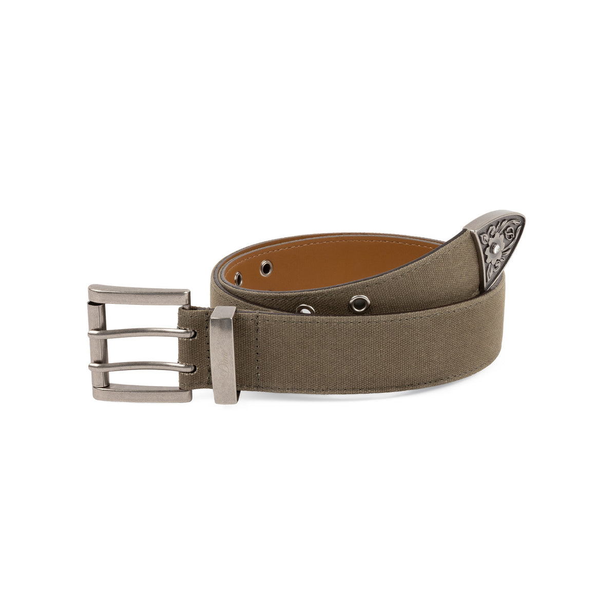 Dime Waxed Canvas Belt Brown Olive