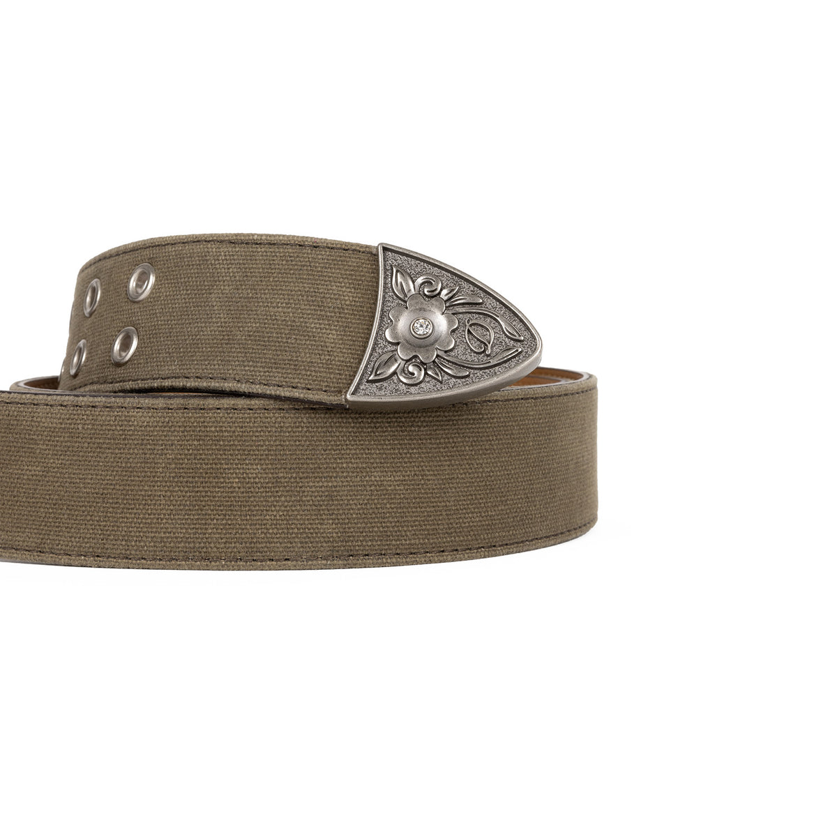 Dime Waxed Canvas Belt Brown Olive