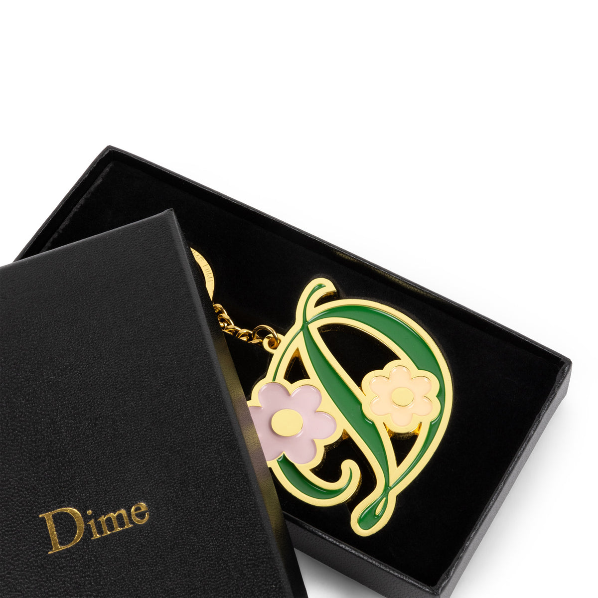 Dime Oversized Floral Keychain Gold
