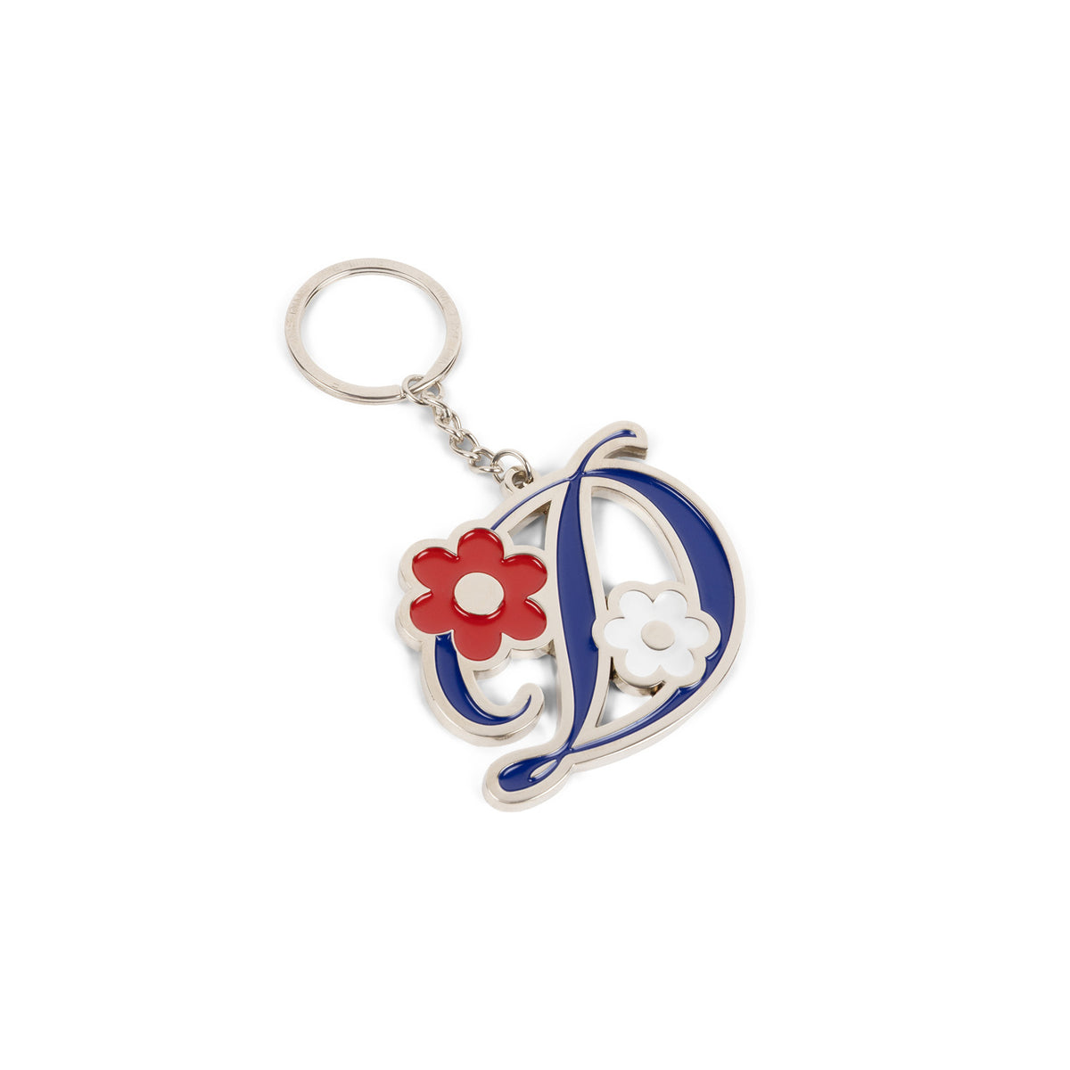 Dime Oversized Floral Keychain Silver