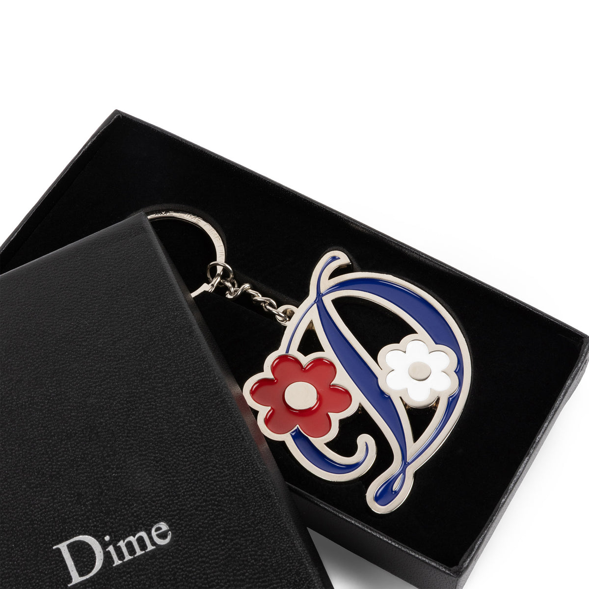 Dime Oversized Floral Keychain Silver