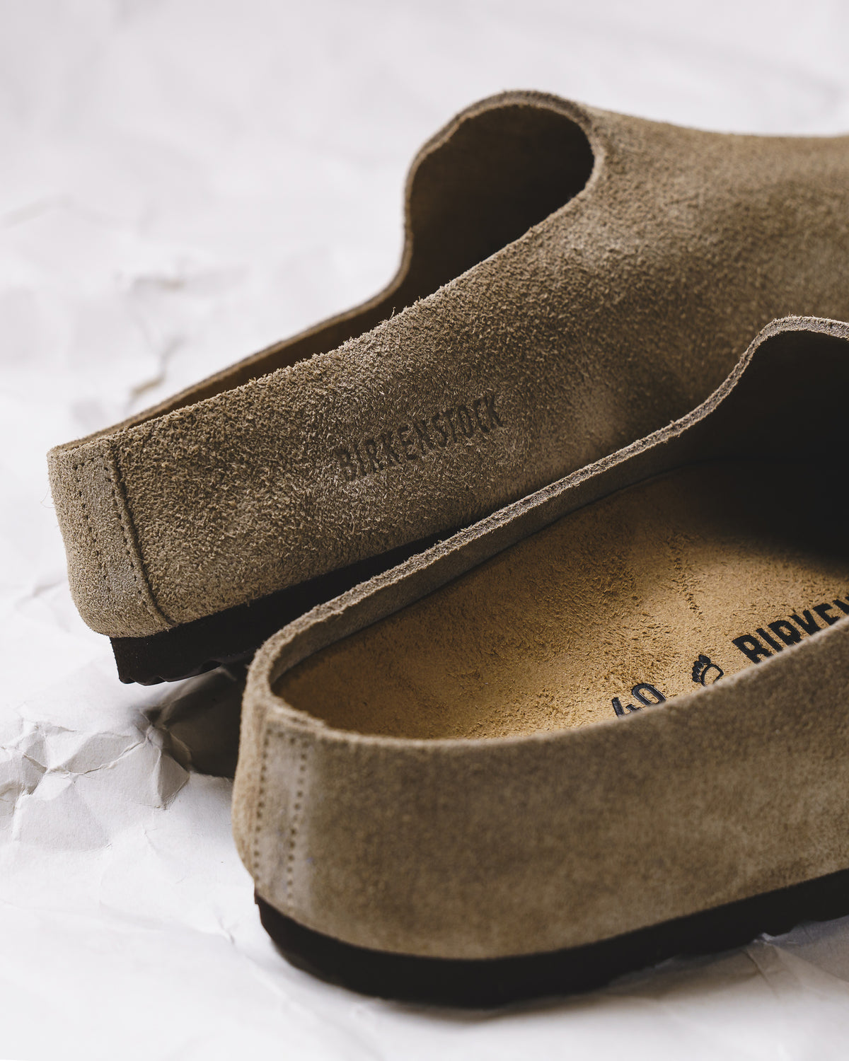 Birkenstock Amsterdam Wrapped Suede Taupe