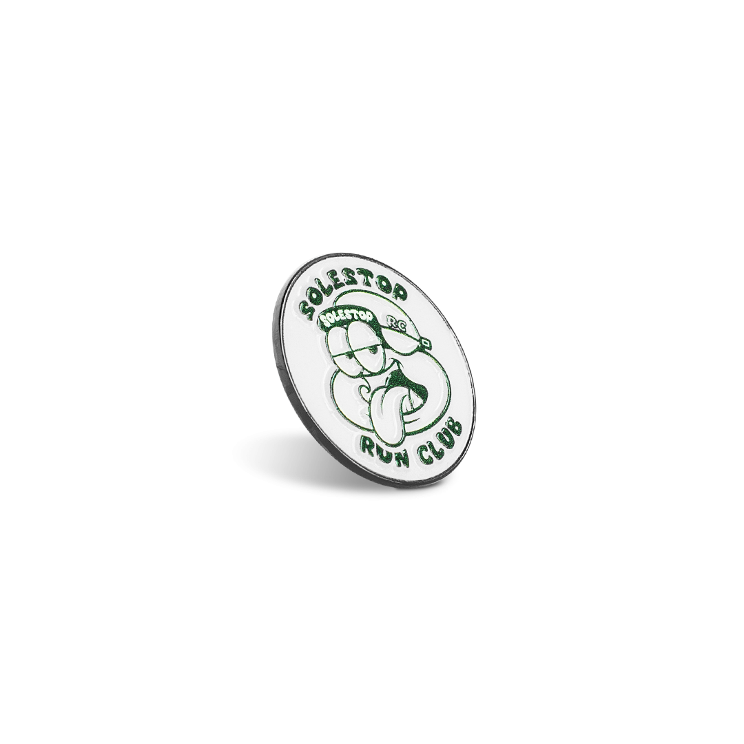 Solestop Run Club Metal Pin White Green