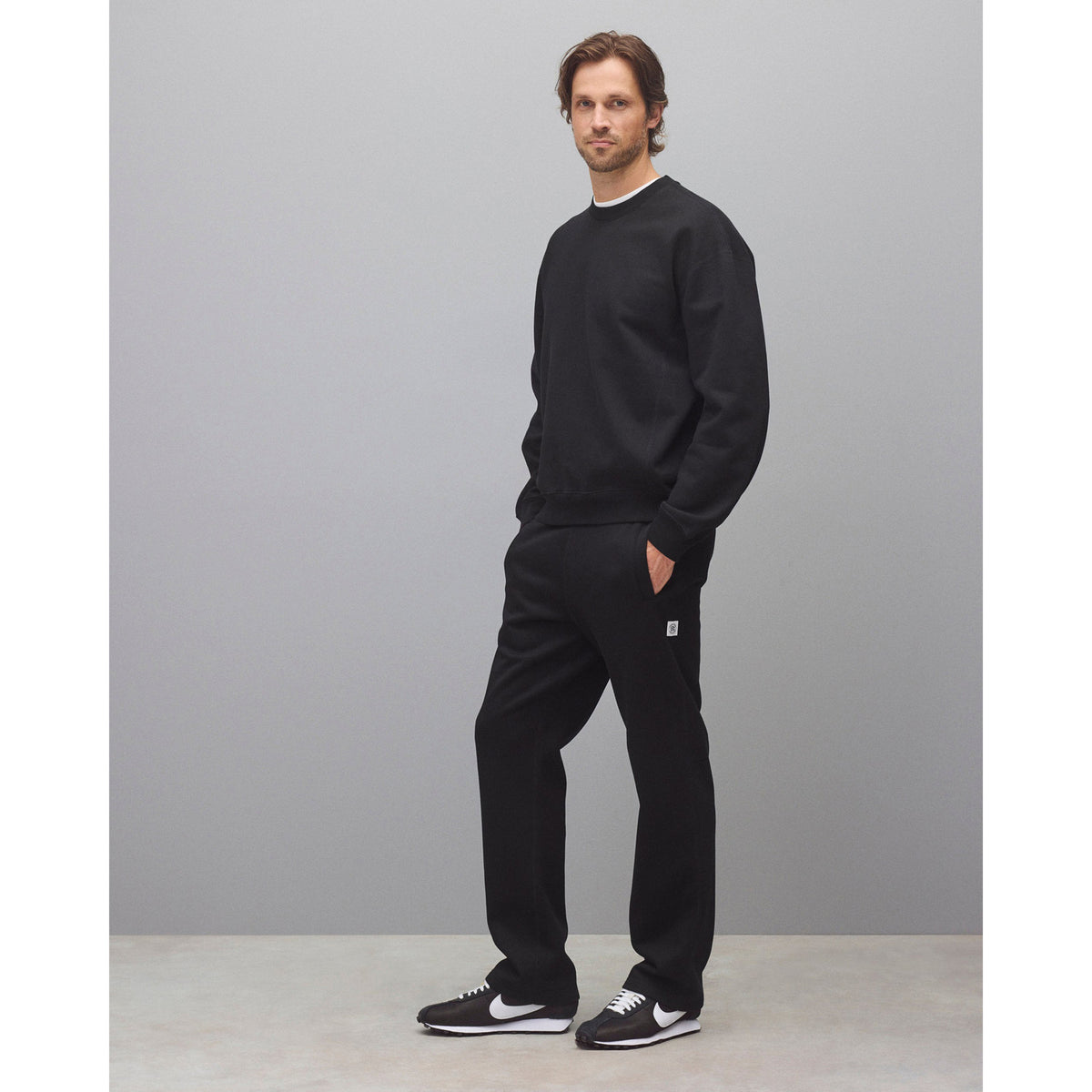 Reigning Champ Brushed Fleece '97 Relaxed Crewneck Black