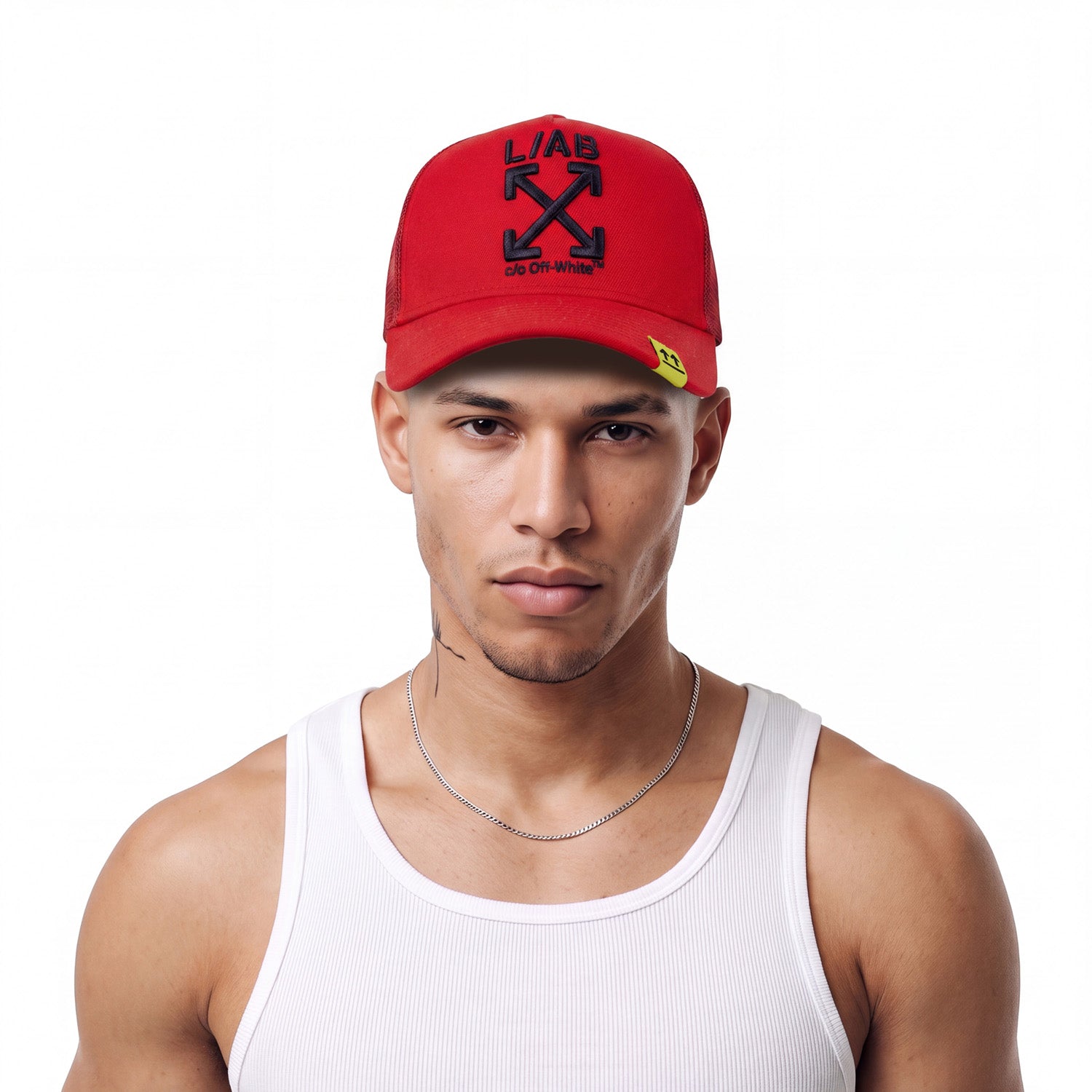L/AB c/o Off-White Clamp Arrows Curved Brim Trucker Cap High Risk Red Secondary image