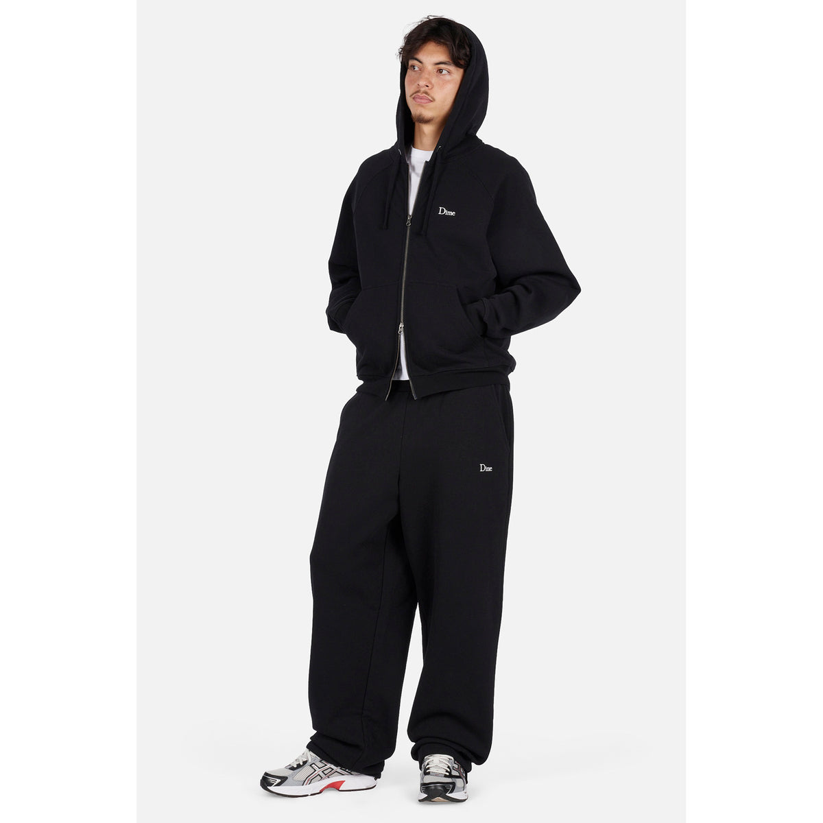 Dime Classic Small Logo Zip Hoodie Black