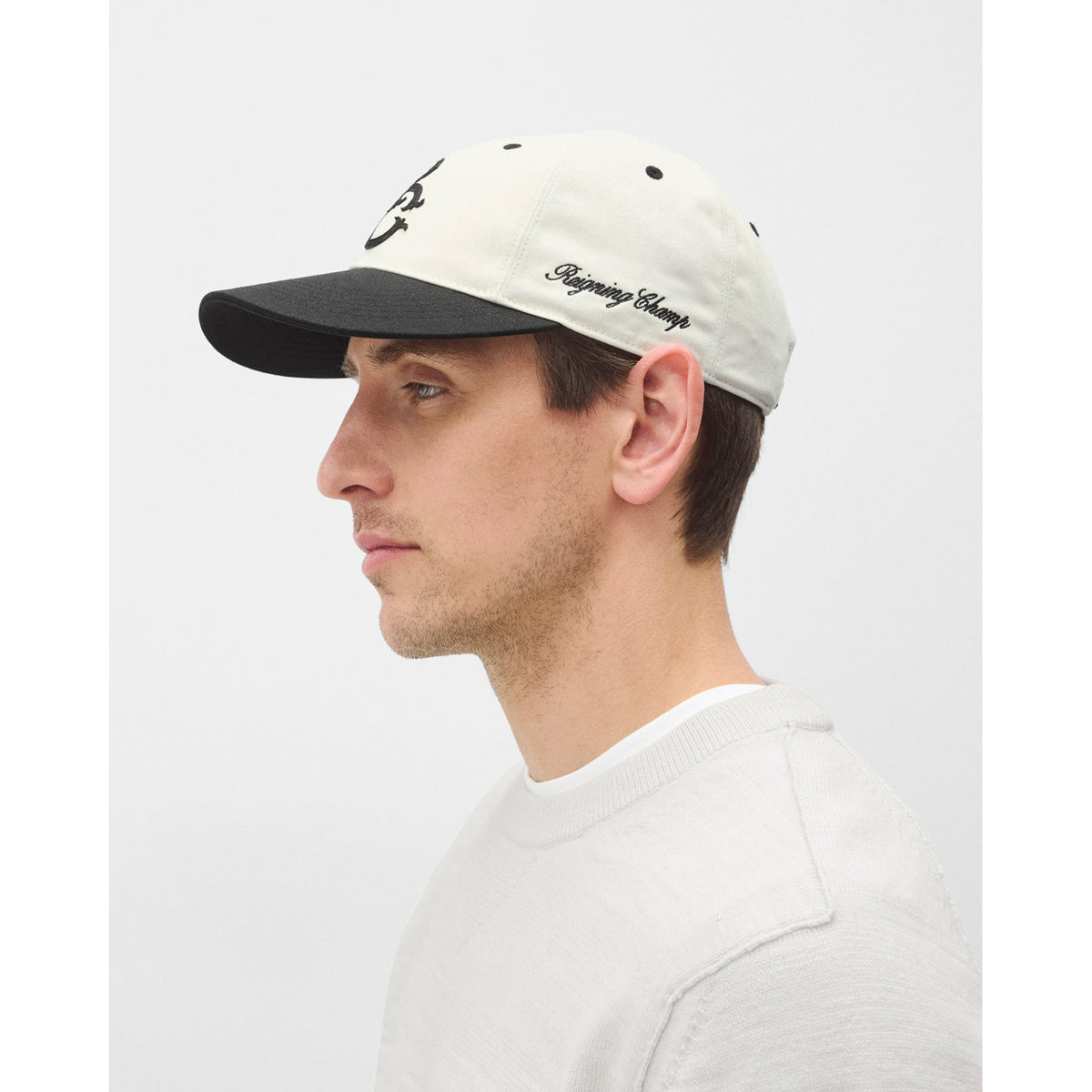 Reigning Champ Colour Block Highlander Strapback Cap Black Ivory