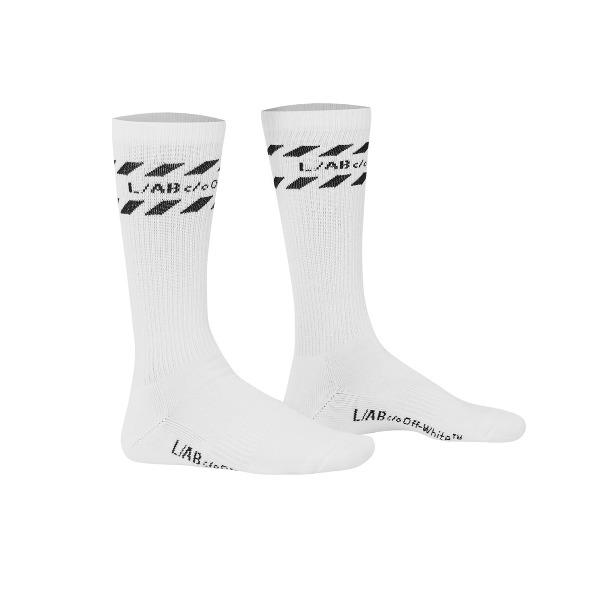 L/AB c/o Off-White Diags Stripes Mid Calf Crew Socks White - 3PK Main image