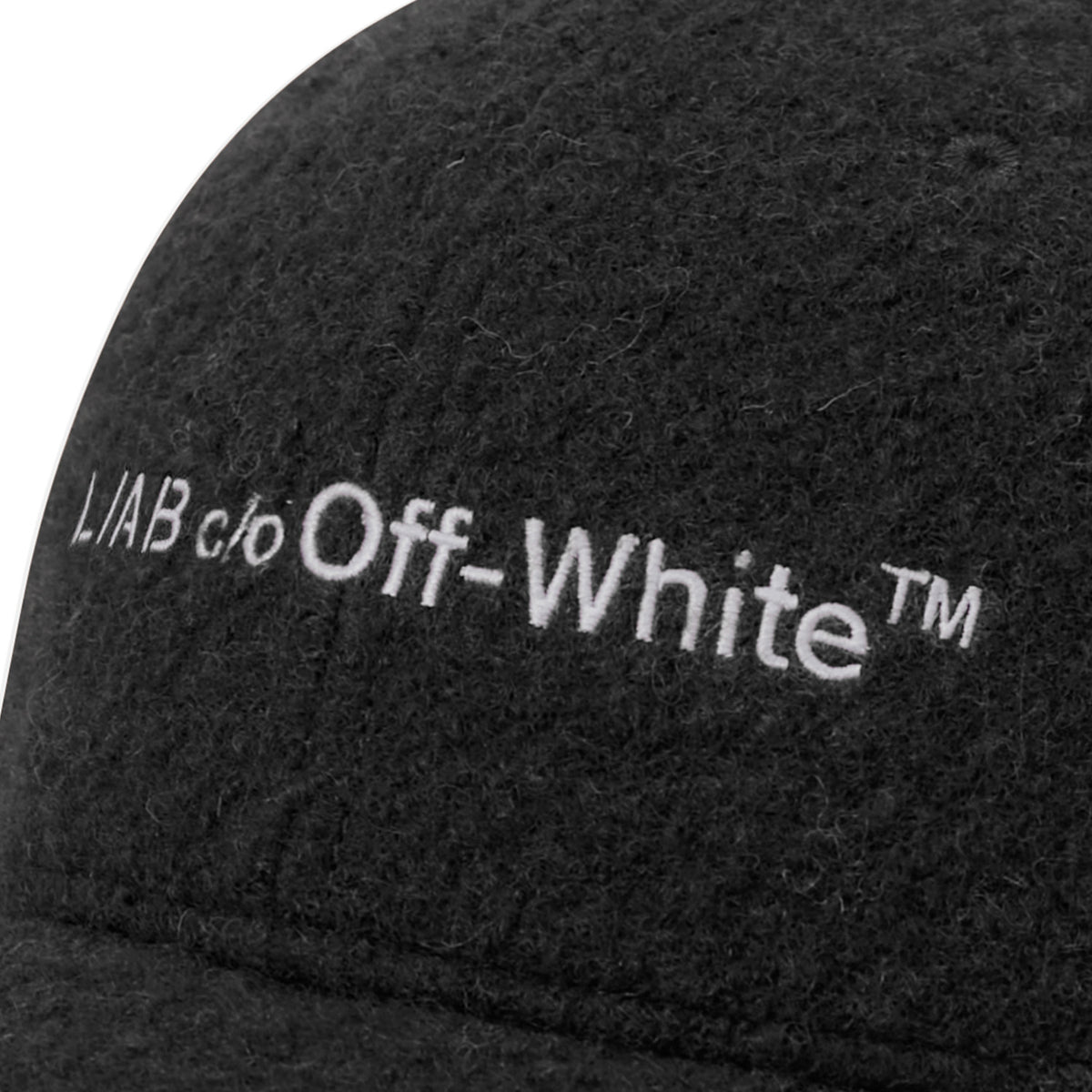 L/AB c/o Off-White Embroidered Curved Brim Sherpa Cap Black