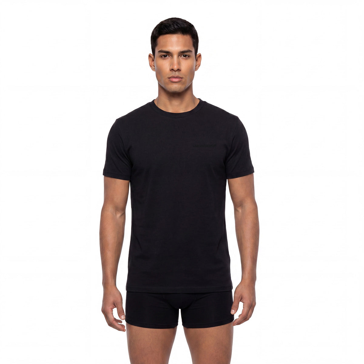 L/AB c/o Off-White Horizontal Chest Logo Classic Crew Undershirts Black - 3PK