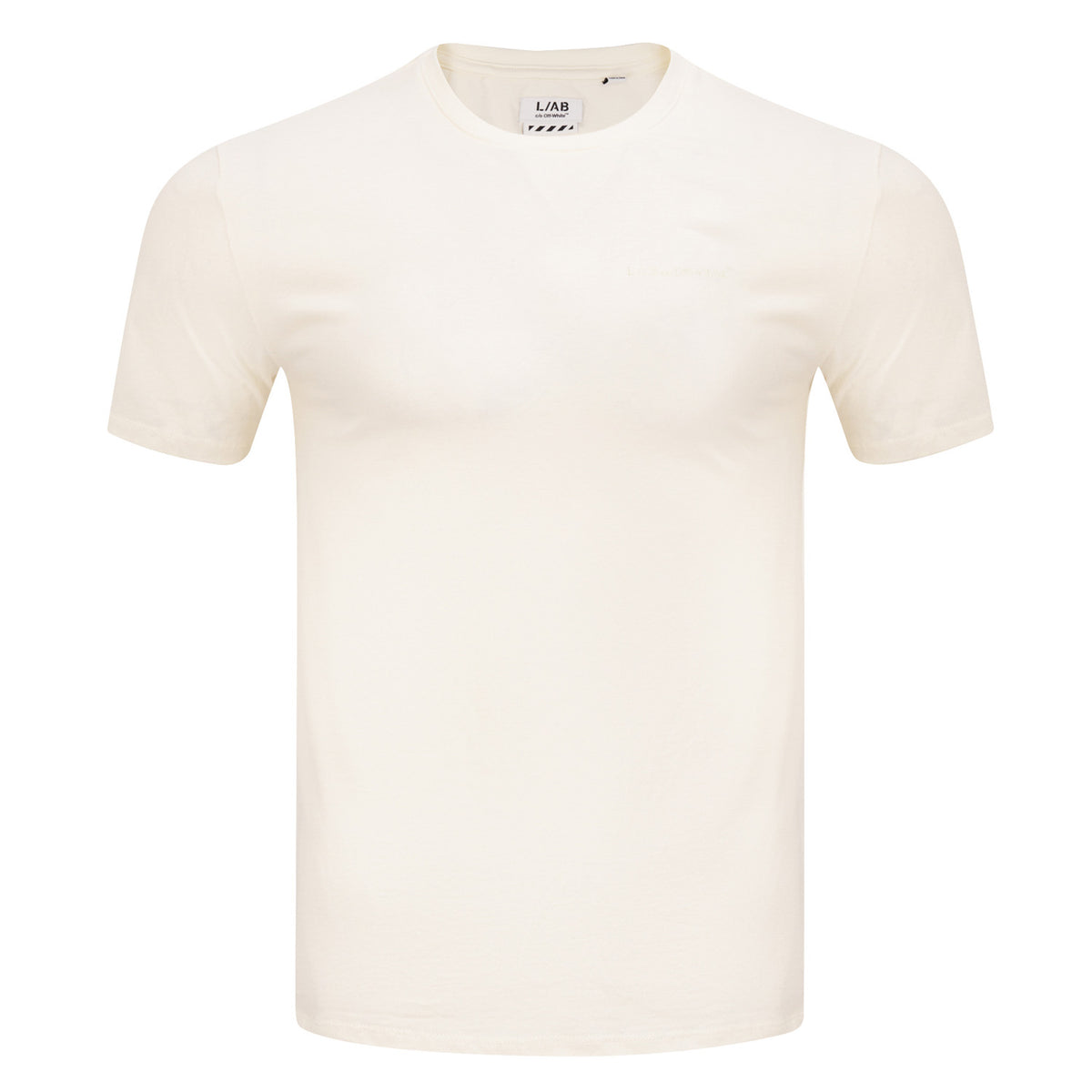 L/AB c/o Off-White Horizontal Chest Logo Classic Crew Undershirts Marshmallow/Birch/Heather Grey - 3PK