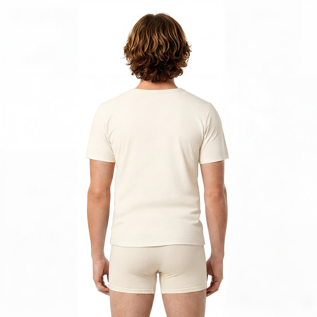 L/AB c/o Off-White Horizontal Chest Logo Classic Crew Undershirts Marshmallow/Birch/Heather Grey - 3PK