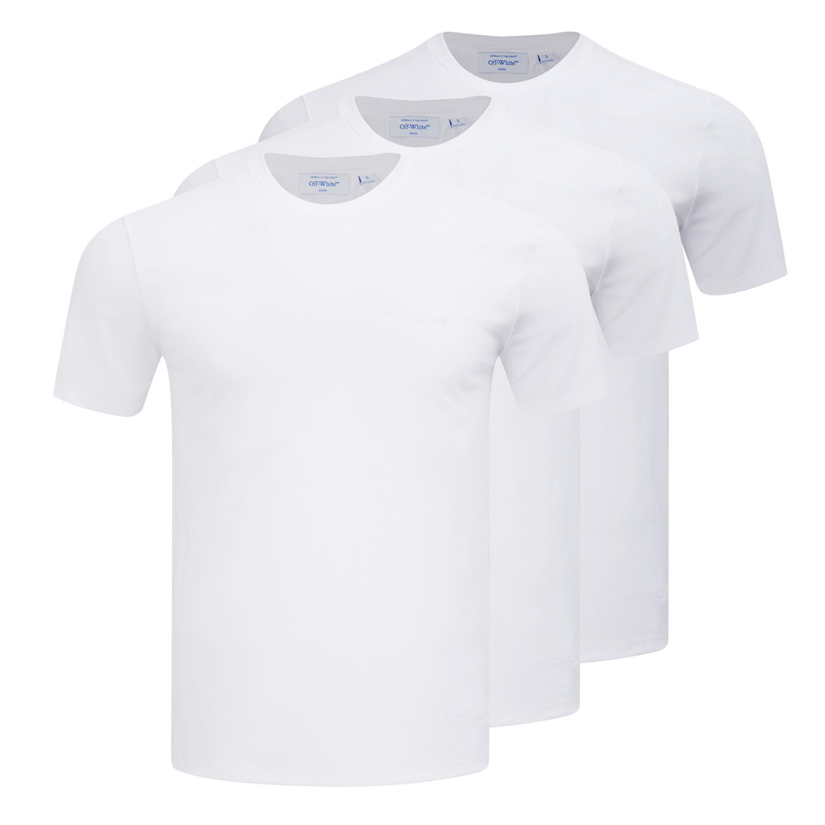 L/AB c/o Off-White Horizontal Chest Logo Classic Crew Undershirts White - 3PK