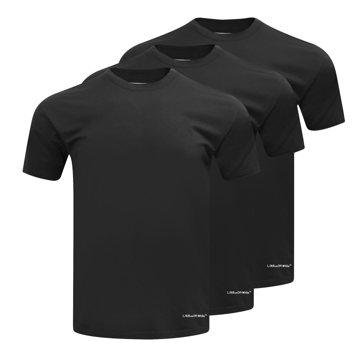 L/AB c/o Off-White Horizontal Hem Logo Slim Crew Undershirts Black - 3PK Main image