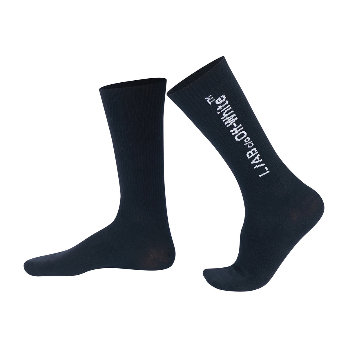 L/AB c/o Off-White Horizontal Mid Calf Crew Socks Black - 3PK