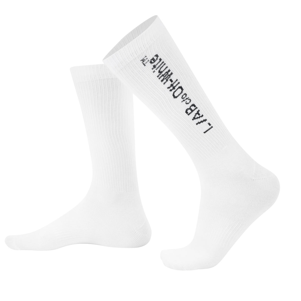 L/AB c/o Off-White Horizontal Mid Calf Crew Socks White - 3PK
