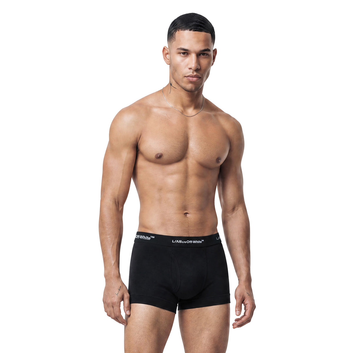 L/AB c/o Off-White Horizontal Repeat 3-inch Trunks with Fly Black/White/Heather Grey - 3PK
