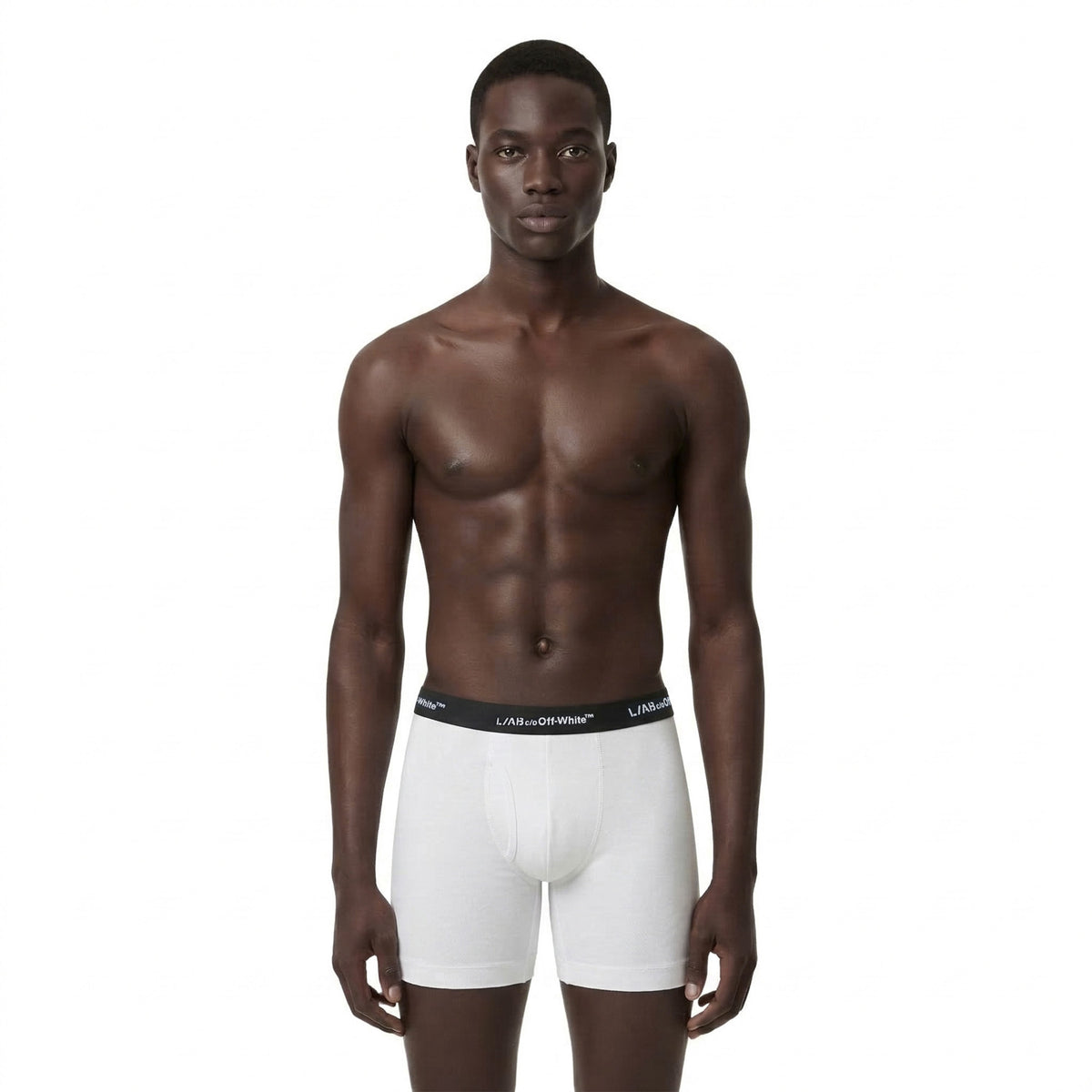 L/AB c/o Off-White Horizontal Repeat 6-inch Boxer Briefs with Fly Black/White/Heather Grey - 3PK