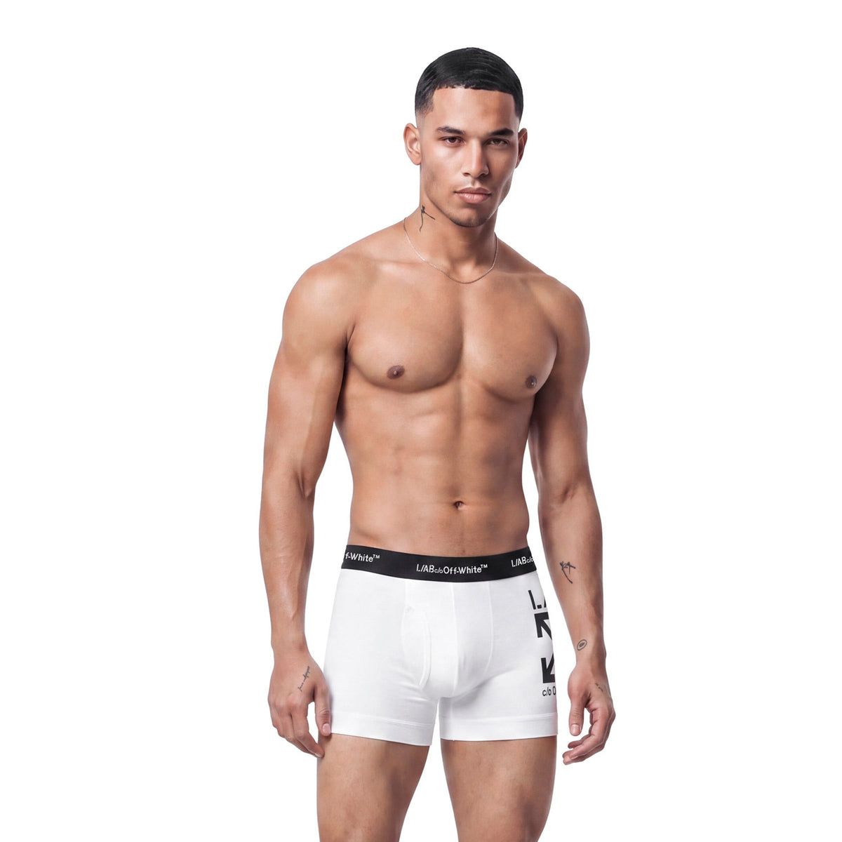 L/AB c/o Off-White Horizontal Repeat Big Arrows 3" Trunks with Fly Black/White/Heather Grey - 3PK