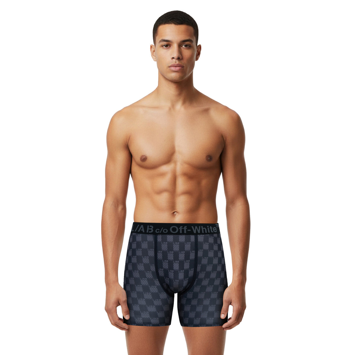 L/AB c/o Off-White Horizontal Repeat Clamp Diags AOP Boxer Brief Black