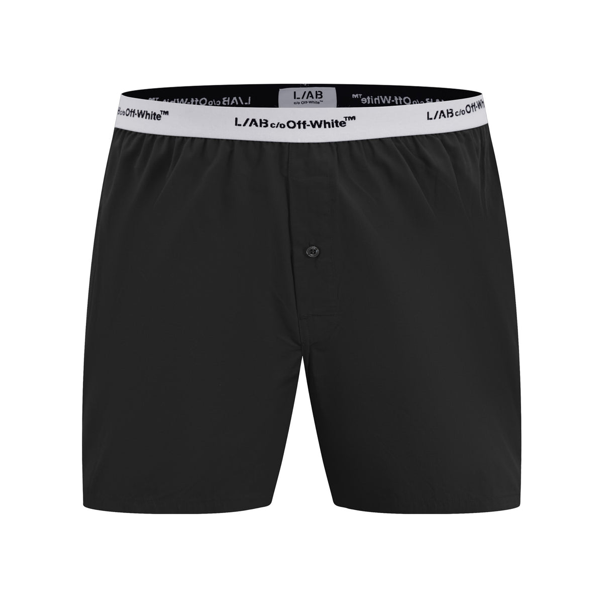 L/AB c/o Off-White Horizontal Repeat Solid Woven Boxer with Fly Black